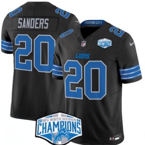 Detroit Lions #20 Barry Sanders Black 2024 NFC North Champions F.U.S.E. Vapor Limited Stitched Jersey