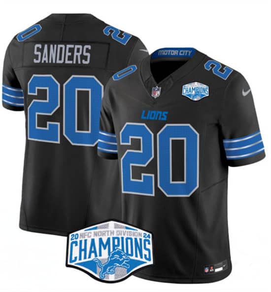 Detroit Lions #20 Barry Sanders Black 2024 NFC North Champions F.U.S.E. Vapor Limited Stitched Jersey