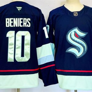 Seattle Kraken #10 Matty Beniers Navy 2024-25 Home Stitched Jersey