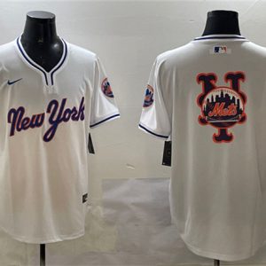New York Mets Team Big Logo White 2025 Spring Training Stitched Jersey