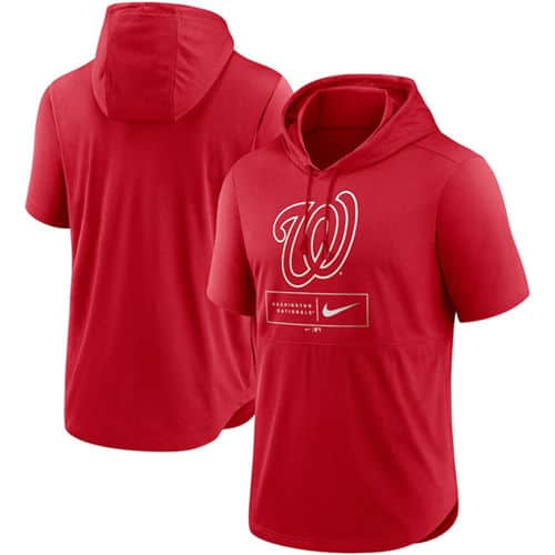 Washington Nationals Red Short Sleeve Pullover Hoodie