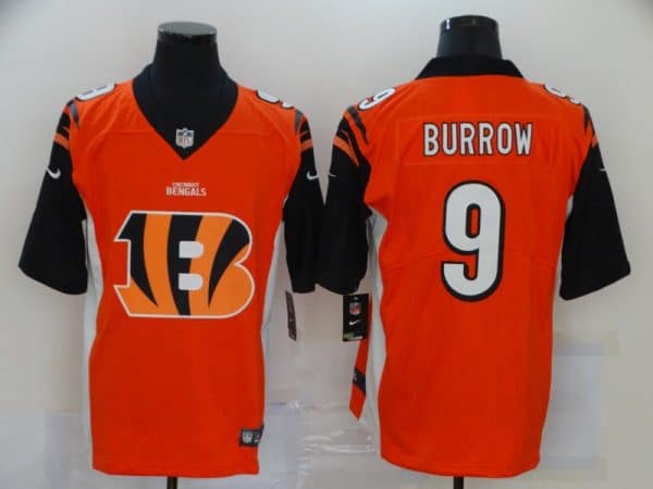 Cincinnati Bengals Orange #9 Joe Burrow Team Big Logo Limited Stitched Jersey