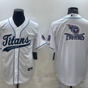 Tennessee Titans White Team Big Logo With Patch Cool Base Stitched Baseball Jersey