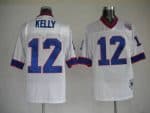 Mitchell Ness Bills #12 Jim Kelly White Stitched Throwback Jersey