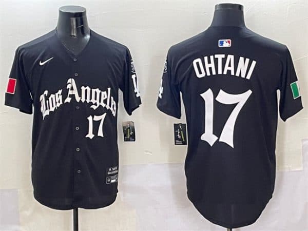 Los Angeles Dodgers #17 Shohei Ohtani Black Mexico 2025 LA Gothic Style With Fernando Patch Vapor Premier Limited Stitched Jersey