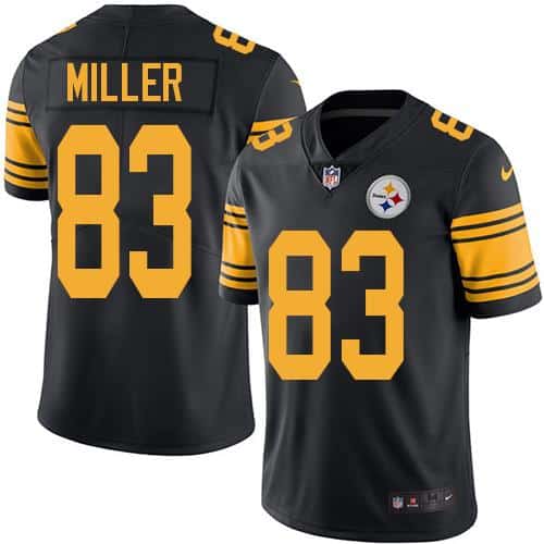 Steelers #83 Heath Miller Black Stitched Limited Rush Nike Jersey