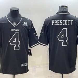 Dallas Cowboys #4 Dak Prescott Black With 1960 Patch Limited Stitched Football Jersey