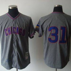 Mitchell And Ness 1968 Cubs #31 Fergie Jenkins Grey Stitched Throwback Jersey