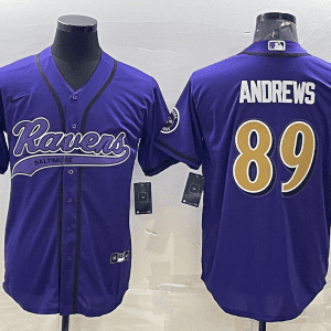 Baltimore Ravens #89 Mark Andrews Purple Gold With Patch Cool Base Stitched Baseball Jersey
