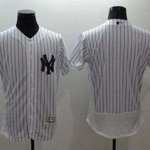 Yankees Blank White Strip Flexbase Authentic Collection Stitched Jersey