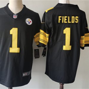 Pittsburgh Steelers #1 Justin Fields Black Color Rush Limited Stitched Jersey