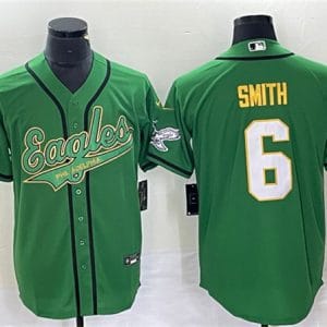 Philadelphia Eagles #6 DeVonta Smith Green Gold Cool Base Stitched Jersey