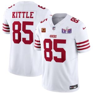 San Francisco 49ers #85 George Kittle White 2023 F.U.S.E. With 4-Star C Ptach And NFC West Champions Patch Stitched Jersey