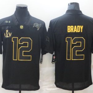 Tampa Bay Buccaneers #12 Tom Brady 2020 Black Gold Salute To Service With Super Bowl Patch Limited Stitched Jersey