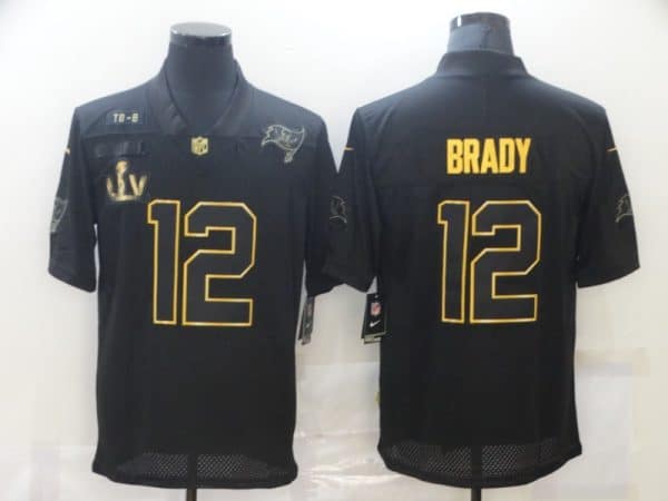 Tampa Bay Buccaneers #12 Tom Brady 2020 Black Gold Salute To Service With Super Bowl Patch Limited Stitched Jersey