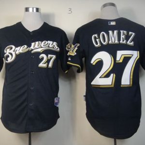 Brewers #27 Carlos Gomez Stitched Blue Cool Base Jersey