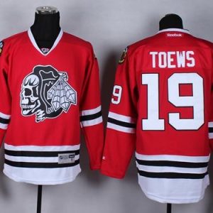 Blackhawks #19 Jonathan Toews Red(White Skull) Stitched Jersey