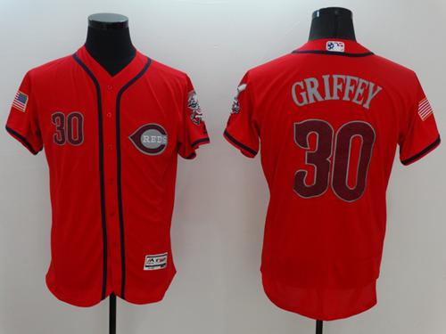Reds #30 Ken Griffey Red Fashion Stars Stripes Flexbase Authentic Stitched Jersey