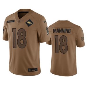Denver Broncos #18 Peyton Manning 2023 Brown Salute To Service Limited Stitched Jersey