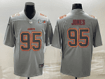 Kansas City Chiefs #95 Chris Jones Gray Super Bowl LVII Patch Atmosphere Fashion Stitched Jersey
