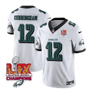 Philadelphia Eagles #12 Randall Cunningham White 2025 Eagles Logo Super Bowl LIX Patch New F.U.S.E. Vapor Limited Stitched Jersey