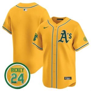 Oakland Athletics Blank Yellow 2024 Limited With Rickey Henderson Patch Stitched Jersey