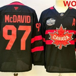 Canada #97 Connor McDavid Black 2025 4 Nations Face-Off Premium With A Patch Stitched Jersey