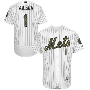 Mets #1 Mookie Wilson White(Blue Strip) Flexbase Authentic Collection 2016 Memorial Day Stitched Jersey