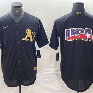 Oakland Athletics Black Gold Team Big Logo Cool Base Stitched Jersey