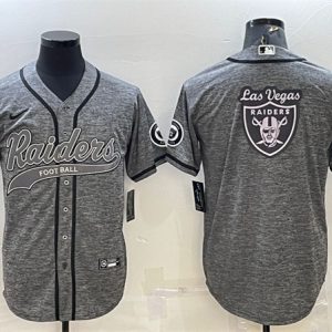 Las Vegas Raiders Gray Team Big Logo With Patch Cool Base Stitched Baseball Jersey