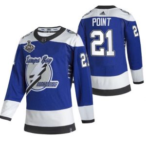 Tampa Bay Lightning #21 Brayden Point 2021 Blue Stanley Cup Final Bound Reverse Retro Stitched Jersey