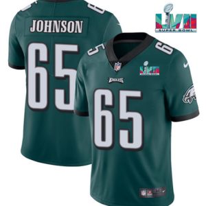 Philadelphia Eagles #65 Lane Johnson Green Super Bowl LVII Patch Vapor Untouchable Limited Stitched Jersey