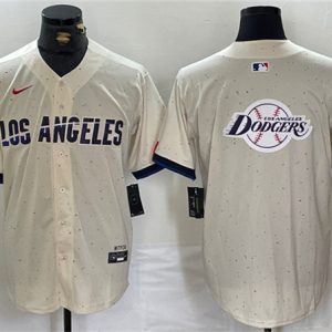 Los Angeles Dodgers Team Big Logo Cream Stitched Jersey