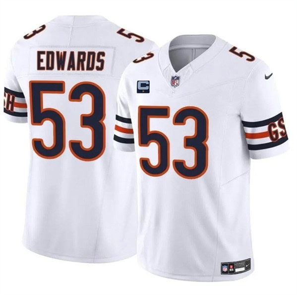 Chicago Bears #53 T.J. Edwards White 2024 F.U.S.E. With 1-Star C Patch Vapor Untouchable Limited Stitched Jersey