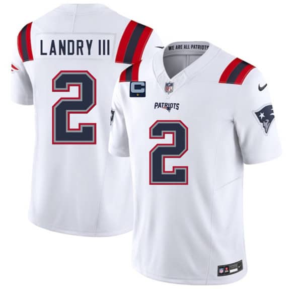 New England Patriots #2 Harold Landry III White 2025 F.U.S.E. With 1-Star C Patch Vapor Limited Stitched Jersey