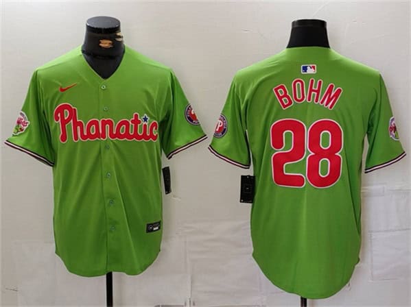 Philadelphia Phillies #28 Alec Bohm Green With Patch Stitched Jersey