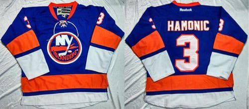 Islanders #3 Travis Hamonic Baby Blue Home Stitched Jersey