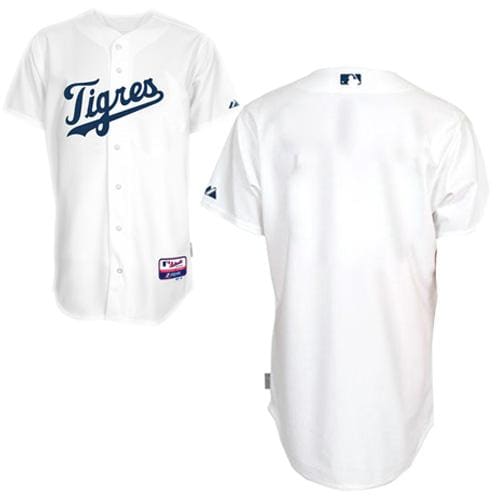 Tigers Blank White Home "Los Tigres" Stitched Jersey