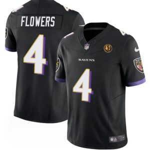 Baltimore Ravens #4 Zay Flowers Black 2023 F.U.S.E. With John Madden Patch Vapor Limited Stitched Jersey