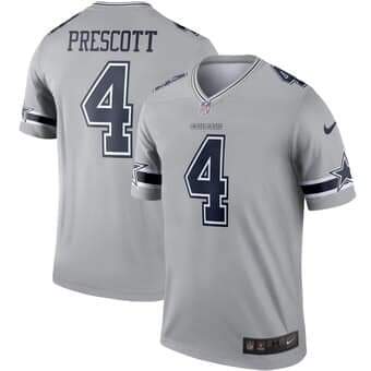 Dallas Cowboys #4 Dak Prescott Gray Inverted Legend Jersey