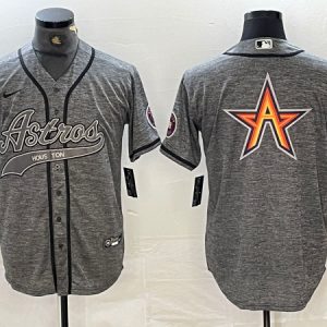 Houston Astros Gray Team Big Logo With Patch Cool Base Stitched Jersey
