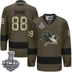 Sharks #88 Brent Burns Green Salute To Service 2016 Stanley Cup Final Patch Stitched Jersey