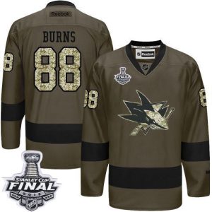 Sharks #88 Brent Burns Green Salute To Service 2016 Stanley Cup Final Patch Stitched Jersey