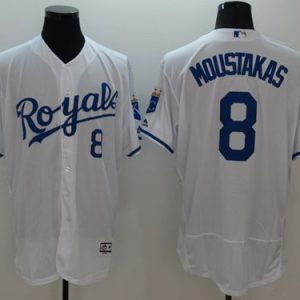 Royals #8 Mike Moustakas White Flexbase Authentic Collection Stitched Jersey