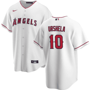 Los Angeles Angels #10 Gio Urshela White Cool Base Stitched Jersey