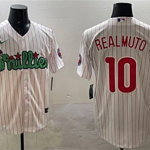 Philadelphia Phillies #10 J.T. Realmuto White Phanatic Cool Base Stitched Jersey