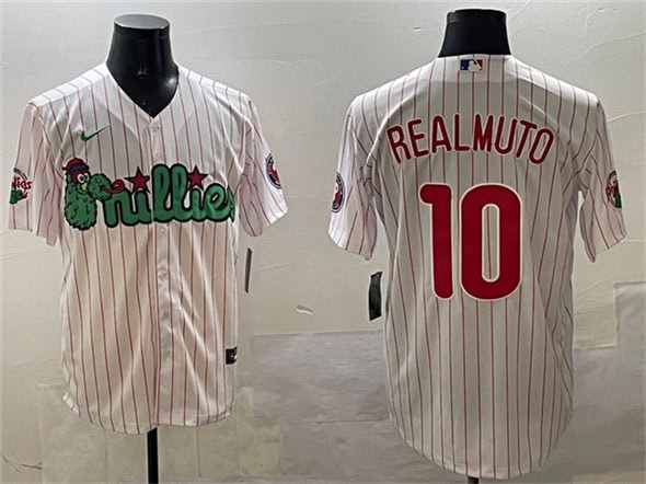Philadelphia Phillies #10 J.T. Realmuto White Phanatic Cool Base Stitched Jersey