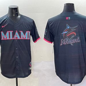 Miami Marlins Team Big Logo Black 2025 City Connect Limited Stitched Jersey
