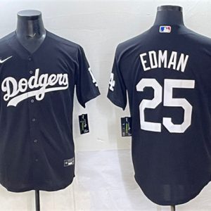 Los Angeles Dodgers #25 Tommy Edman Black Stitched Jersey