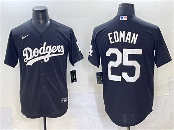 Los Angeles Dodgers #25 Tommy Edman Black Stitched Jersey